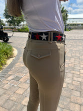 Load image into Gallery viewer, TKC Red White and Blue Stars Belt - Wide Width - Brass Buckle