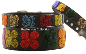 TKC Flower Power Wide Belt Brown Leather & Brass Buckle