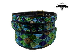 "Peacock Argyle" Beaded Dog Collar - Exceptional Equestrian 