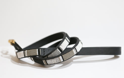 Shades of Grey Beaded Dog Lead