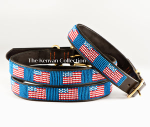 *"American Flag" Beaded Dog Collar
