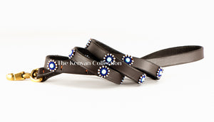 *"Blue/Brown Circles" Beaded Dog Lead